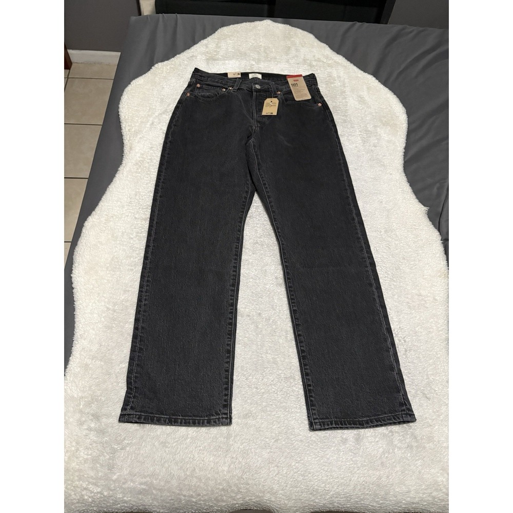 New Levi's 501 Curvy Women's Button Fly Black High Rise Straight Jeans 30x30 - Picture 2 of 11